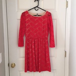 Red Lace Flare Dress